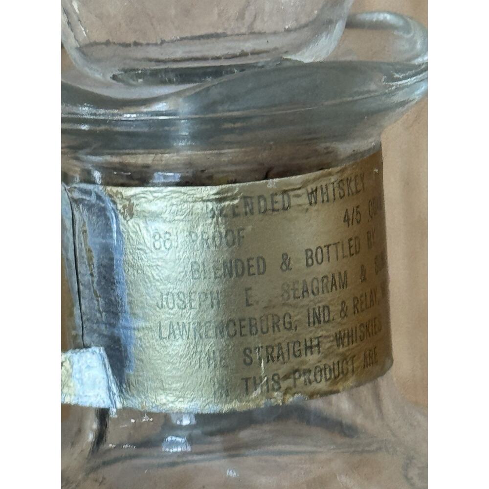 1960s MCM Seagram’s 7 Crown Whiskey Decanter Diamond Pattern Glass w/ Stopper - Picture 11 of 16